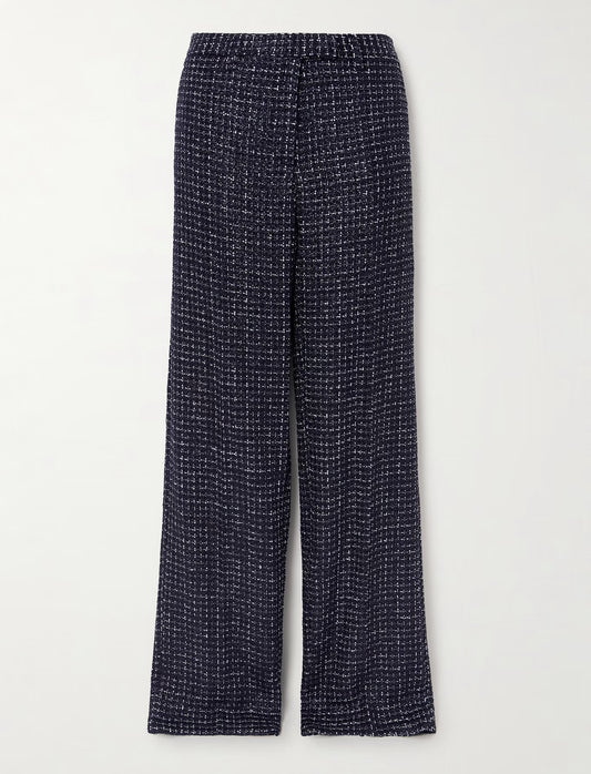 ALESSANDRA RICH
Sequin-embellished metallic tweed straight-leg pants